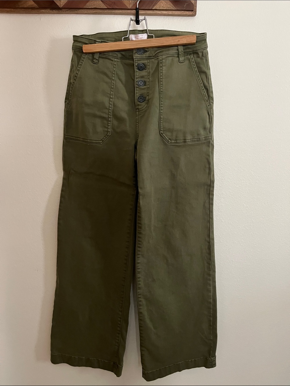 LC Lauren Conrad Olive Utility Wide-Leg Pants